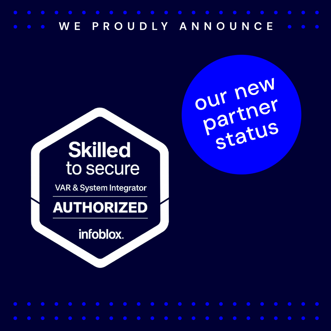 Hexagonales Partnersiegel von Infoblox mit der Aufschrift ‘Skilled to Secure – VAR & System Integrator – Authorized’ – offizielles Partnerabzeichen für BNC als autorisierter Infoblox-Partner.